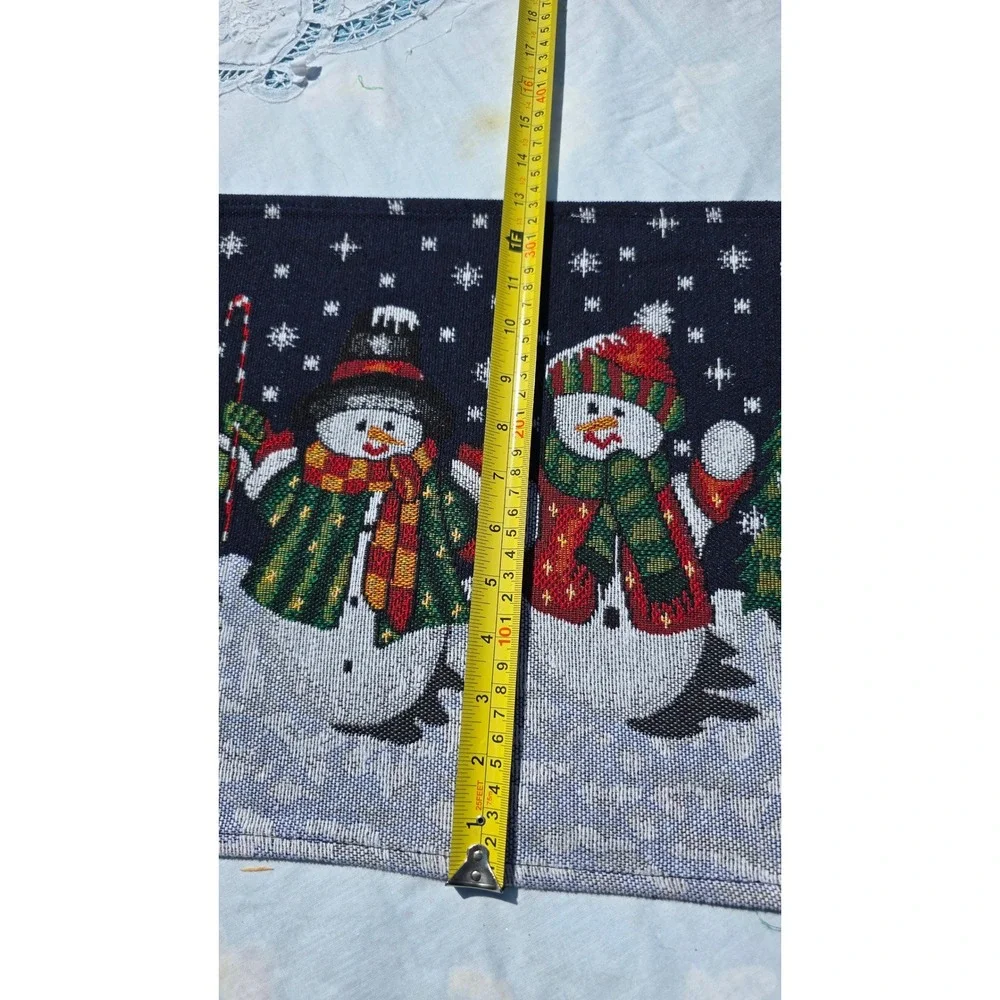 Snowman Winter Christmas Table Runner Tapestry Holiday‎ Decor 69.5 Inch Long